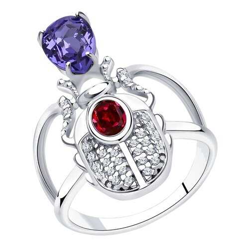 Кольцо женское SOKOLOV из серебра с кристаллами Swarovski и фианитами 94013122 р.17 в Яшма Золото