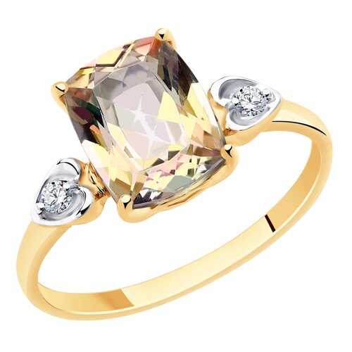 Кольцо женское SOKOLOV из золота с топазом и фианитами Swarovski 715725 р.17.5 в Яшма Золото